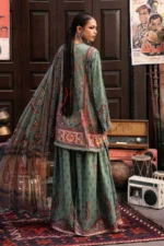 Maria B M.Prints 3-PC Unstitched Embroidered Cambric Suit MPT-3102-A, Maria B UK latest winter collection at Zee Collections, back look