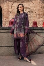 Maria B M.Prints 3-PC Unstitched Embroidered Cambric Suit MPT-3102-B, Maria B UK latest winter collection at Zee Collections, full front look