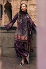 Maria B M.Prints 3-PC Unstitched Embroidered Cambric Suit MPT-3102-B, Maria B UK latest winter collection at Zee Collections, trouser look