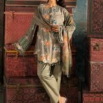 Maria B M.Prints 3-PC Unstitched Embroidered Cambric Suit MPT-3103-A, Maria B UK latest winter collection at Zee Collections, full front look