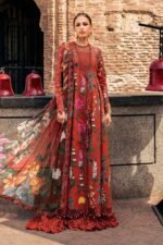 Maria B M.Prints 3-PC Unstitched Embroidered Cambric Suit MPT-3106-B, Maria B UK latest winter collection at Zee Collections, dupatta look
