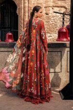Maria B M.Prints 3-PC Unstitched Embroidered Cambric Suit MPT-3106-B, Maria B UK latest winter collection at Zee Collections, bck look