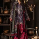 Maria B M.Prints 3-PC Unstitched Embroidered Cambric Suit MPT-3107-B, Maria B UK latest winter collection at Zee Collections, full front look