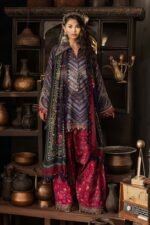 Maria B M.Prints 3-PC Unstitched Embroidered Cambric Suit MPT-3107-B, Maria B UK latest winter collection at Zee Collections, full front look