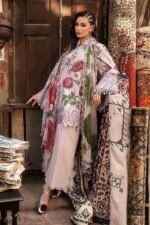 Maria B M.Prints 3-PC Unstitched Embroidered Cambric Suit MPT-3109-A, Maria B UK latest winter collection at Zee Collections, full front look