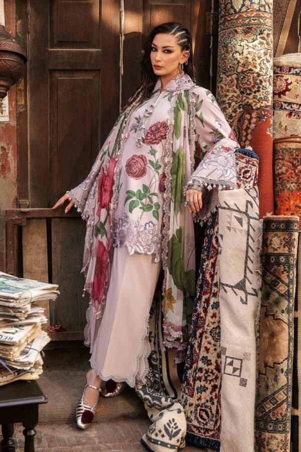 Maria B M.Prints 3-PC Unstitched Embroidered Cambric Suit MPT-3109-A, Maria B UK latest winter collection at Zee Collections, full front look