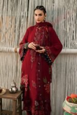 Maria B M.Prints 3-PC Unstitched Embroidered Dobby Linen Suit MPT-3110-A, Maria B UK latest winter collection at Zee Collections, full front look
