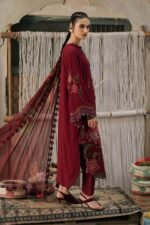 Maria B M.Prints 3-PC Unstitched Embroidered Dobby Linen Suit MPT-3110-A, Maria B UK latest winter collection at Zee Collections, side look