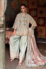 Maria B M.Prints 3-PC Unstitched Embroidered Irish Linen Suit MPT-3108-B, Maria B UK latest winter collection at Zee Collections, dupatta look