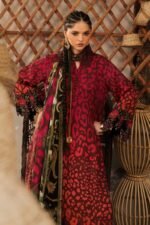 Maria B M.Prints 3-PC Unstitched Embroidered Linen Suit MPT-3101-A, Maria B UK latest winter collection at Zee Collections, full front look