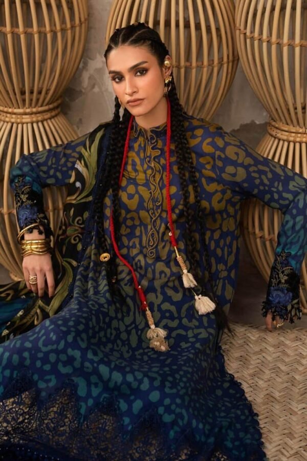Maria B M.Prints 3-PC Unstitched Embroidered Linen Suit MPT-3101-B, Maria B UK latest winter collection at Zee Collections, full front look