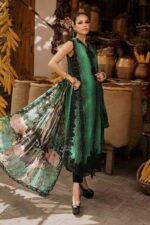 Maria B M.Prints 3-PC Unstitched Embroidered linen Suit MPT-3105-A, Maria B UK latest winter collection at Zee Collections, side look