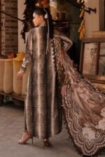 Maria B M.Prints 3-PC Unstitched Embroidered linen Suit MPT-3105-B, Maria B UK latest winter collection at Zee Collections, back look