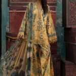 Maria B M.Prints 3-PC Unstitched Embroidered Cambric Suit MPT-3106-A, Maria B UK latest winter collection at Zee Collections, full front look