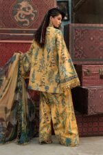 Maria B M.Prints 3-PC Unstitched Embroidered Cambric Suit MPT-3106-A, Maria B UK latest winter collection at Zee Collections, back look