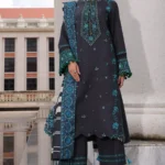 Charizma Winter Collection PSW6-19, 3-Piece Unstitched Poshima Embroidered Peach Leather Volume III 2026, Zee Collections UK, full front look