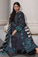 Charizma Winter Collection PSW6-19, 3-Piece Unstitched Poshima Embroidered Peach Leather Volume III 2026, Zee Collections UK, sleeves look