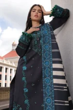 Charizma Winter Collection PSW6-19, 3-Piece Unstitched Poshima Embroidered Peach Leather Volume III 2026, Zee Collections UK, shawl look