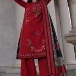 Charizma Winter Collection PSW6-20, 3-Piece Unstitched Poshima Embroidered Peach Leather Volume III 2026, Zee Collections UK, full front look