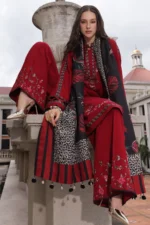Charizma Winter Collection PSW6-20, 3-Piece Unstitched Poshima Embroidered Peach Leather Volume III 2026, Zee Collections UK, trouser look