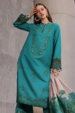 Charizma Winter Collection PSW6-21, 3-Piece Unstitched Poshima Embroidered Peach Leather Volume III 2026, Zee Collections UK, shirt look