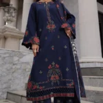 Charizma Winter Collection PSW6-22, 3-Piece Unstitched Poshima Embroidered Peach Leather Volume III 2026, Zee Collections UK, full front look