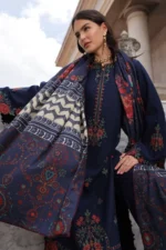 Charizma Winter Collection PSW6-22, 3-Piece Unstitched Poshima Embroidered Peach Leather Volume III 2026, Zee Collections UK, shawl look