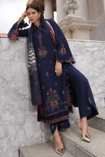 Charizma Winter Collection PSW6-22, 3-Piece Unstitched Poshima Embroidered Peach Leather Volume III 2026, Zee Collections UK, trouser look