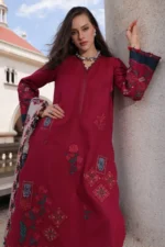 Charizma Winter Collection PSW6-23, 3-Piece Unstitched Poshima Embroidered Peach Leather Volume III 2026, Zee Collections UK, shirt look