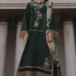 Charizma Winter Collection PSW6-24, 3-Piece Unstitched Poshima Embroidered Peach Leather Volume III 2026, Zee Collections UK, full front look
