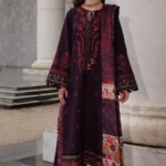 Charizma Winter Collection PSW6-25, 3-Piece Unstitched Poshima Embroidered Peach Leather Volume III 2026, Zee Collections UK, full front look