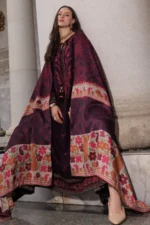 Charizma Winter Collection PSW6-25, 3-Piece Unstitched Poshima Embroidered Peach Leather Volume III 2026, Zee Collections UK, shawl look