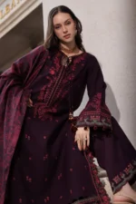 Charizma Winter Collection PSW6-25, 3-Piece Unstitched Poshima Embroidered Peach Leather Volume III 2026, Zee Collections UK, sleeves look