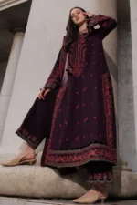 Charizma Winter Collection PSW6-25, 3-Piece Unstitched Poshima Embroidered Peach Leather Volume III 2026, Zee Collections UK, shirt look