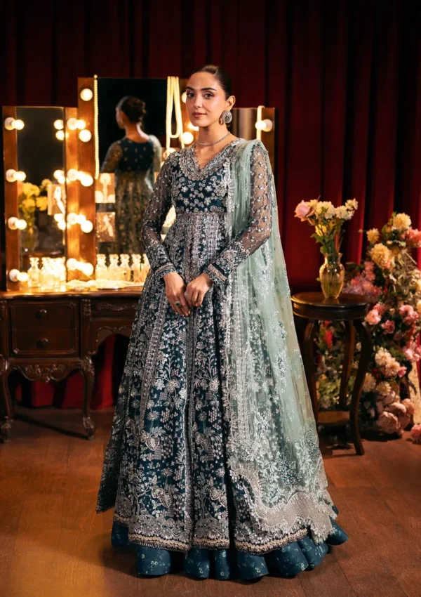 Elaf Bridal 3-PC Unstitched Embroidered Organza Suit EHM-02 MELODIE, Elaf premium bridal Birmingham uk, full front look