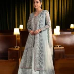 Elaf Bridal 3-PC Unstitched Embroidered Organza Suit EHM-04 LUMIERE, Elaf premium bridal Birmingham uk, full front look