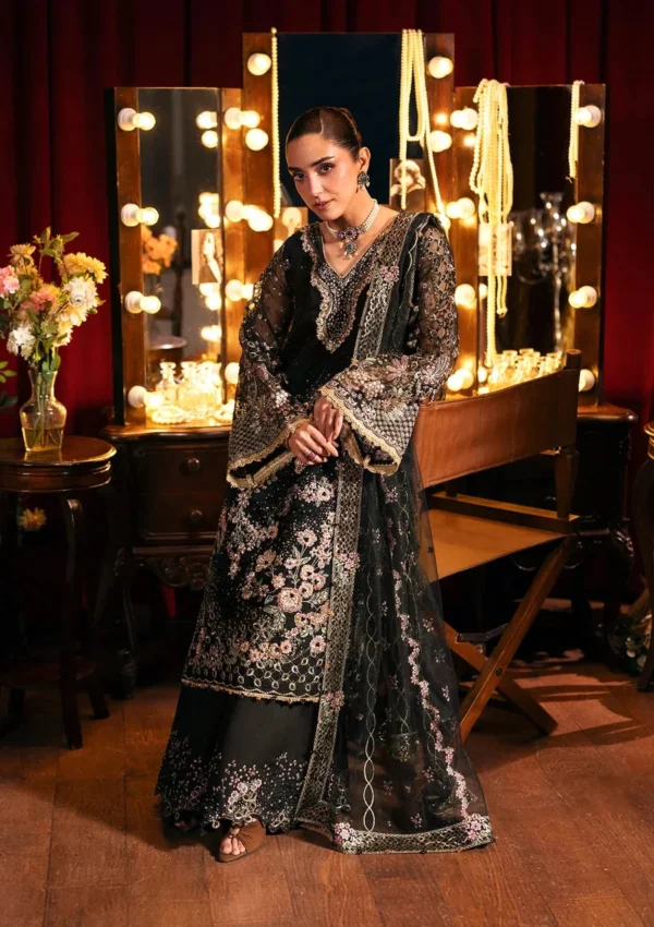Elaf Bridal 3-PC Unstitched Embroidered Organza Suit EHM-05 MASQUERADE, Elaf premium bridal Birmingham uk, full front look