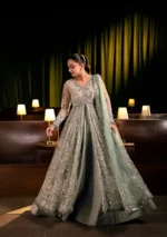 Elaf Bridal 3-PC Unstitched Embroidered Poly Net Suit EHM-06 MOONVEIL, Elaf premium bridal Birmingham uk, shirt look