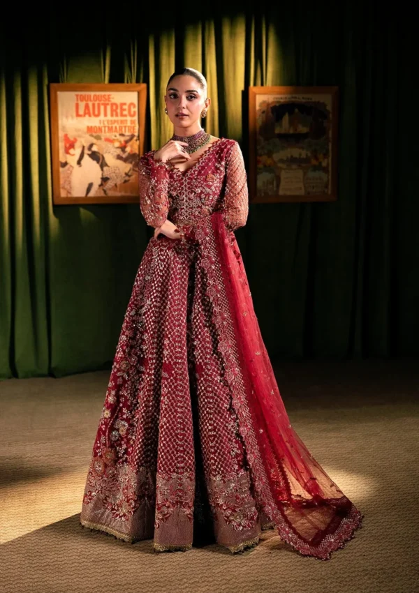 Elaf Bridal 3-PC Unstitched Embroidered Poly Net Suit EHM-07 AMOUR, Elaf premium bridal Birmingham uk, full front look