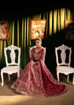 Elaf Bridal 3-PC Unstitched Embroidered Poly Net Suit EHM-07 AMOUR, Elaf premium bridal Birmingham uk, dupatta look