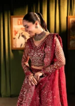 Elaf Bridal 3-PC Unstitched Embroidered Poly Net Suit EHM-07 AMOUR, Elaf premium bridal Birmingham uk, sleeves look