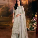 Elaf Bridal 3-PC Unstitched Embroidered Poly Net Suit EHM-08 ELYSIA, Elaf premium bridal Birmingham uk, full front look