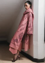 Jugnu By Hussain Rehar AW26 Dahlia | 3-PC Unstitched Embroidered Karandi Suit ‘26, UK winter collection, side look