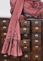 Jugnu By Hussain Rehar AW26 Dahlia | 3-PC Unstitched Embroidered Karandi Suit ‘26, UK winter collection, shawl look