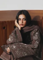 Jugnu By Hussain Rehar AW26 Jabah| 3-PC Unstitched Embroidered Karandi Suit ‘26, UK winter collection, sleeves look