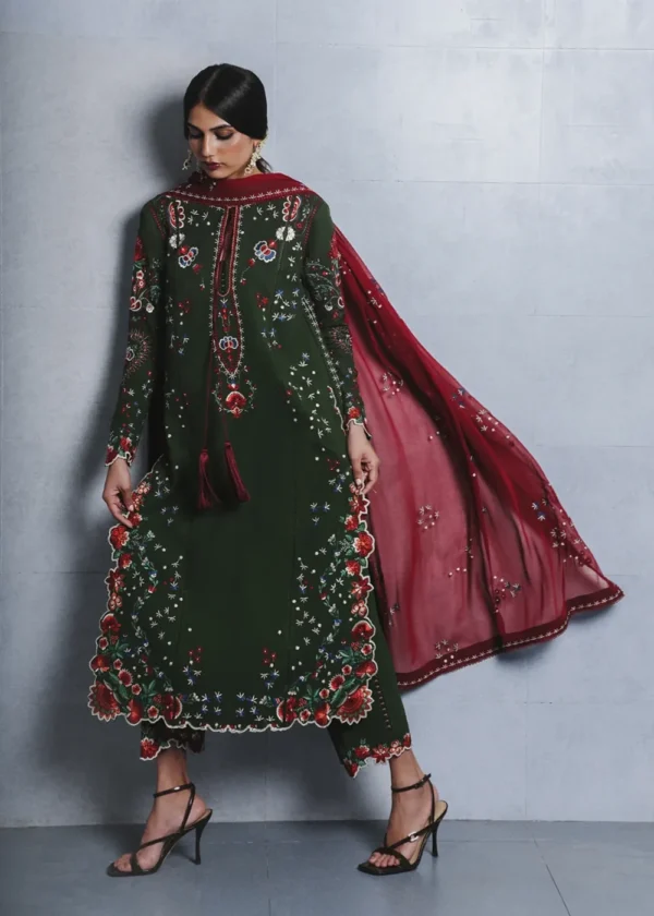 Jugnu By Hussain Rehar AW26 Jita| 3-PC Unstitched Embroidered Karandi Suit ‘26, UK winter collection, full front look