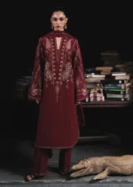 Jugnu By Hussain Rehar AW26 Parul| 3-PC Unstitched Embroidered Karandi Suit ‘26, UK winter collection, full front look