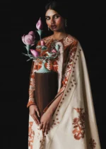 Jugnu By Hussain Rehar AW26 Tazetta| 3-PC Unstitched Embroidered Karandi Suit ‘26, UK winter collection, front look