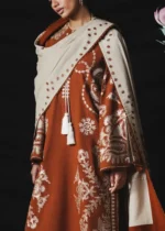 Jugnu By Hussain Rehar AW26 Tazetta| 3-PC Unstitched Embroidered Karandi Suit ‘26, UK winter collection, sleves look