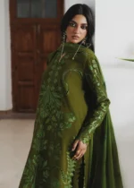 Jugnu By Hussain Rehar AW26 Zinia| 3-PC Unstitched Embroidered Karandi Suit ‘26, UK winter collection, full front look